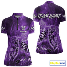Load image into Gallery viewer, Purple Grim Reaper Dart Shirt With Pocket Option For Women Custom Darts Jersey TDM6083