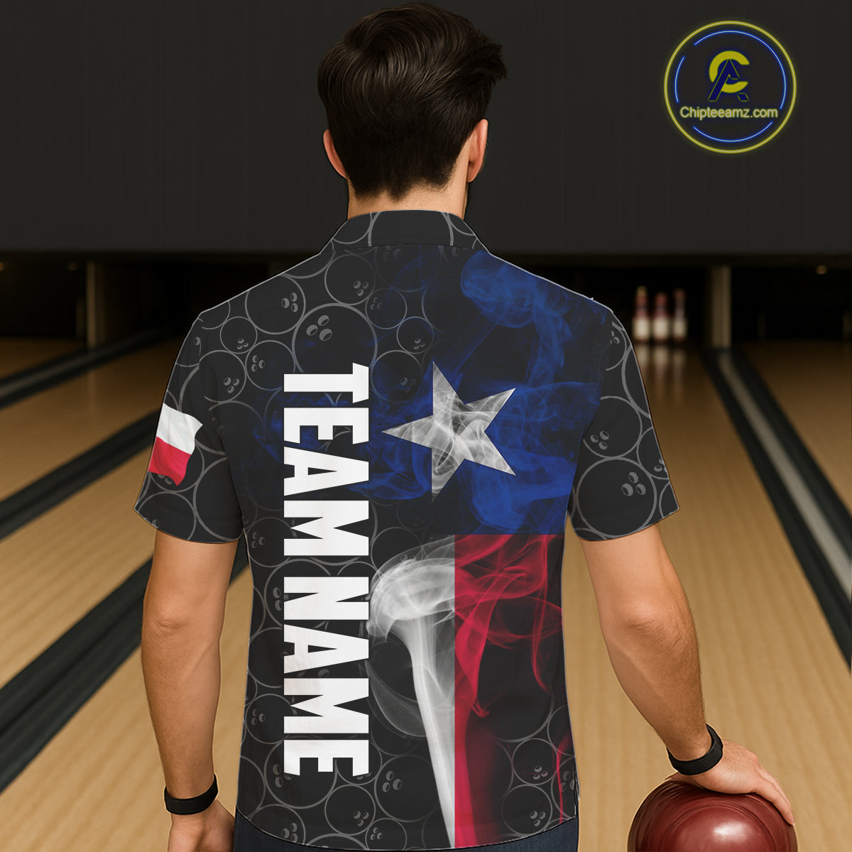 Personalized Texas Flag Smoke Hawaiian Bowling Shirt For Women, Patriotic Bowling Team Jersey TDM6088