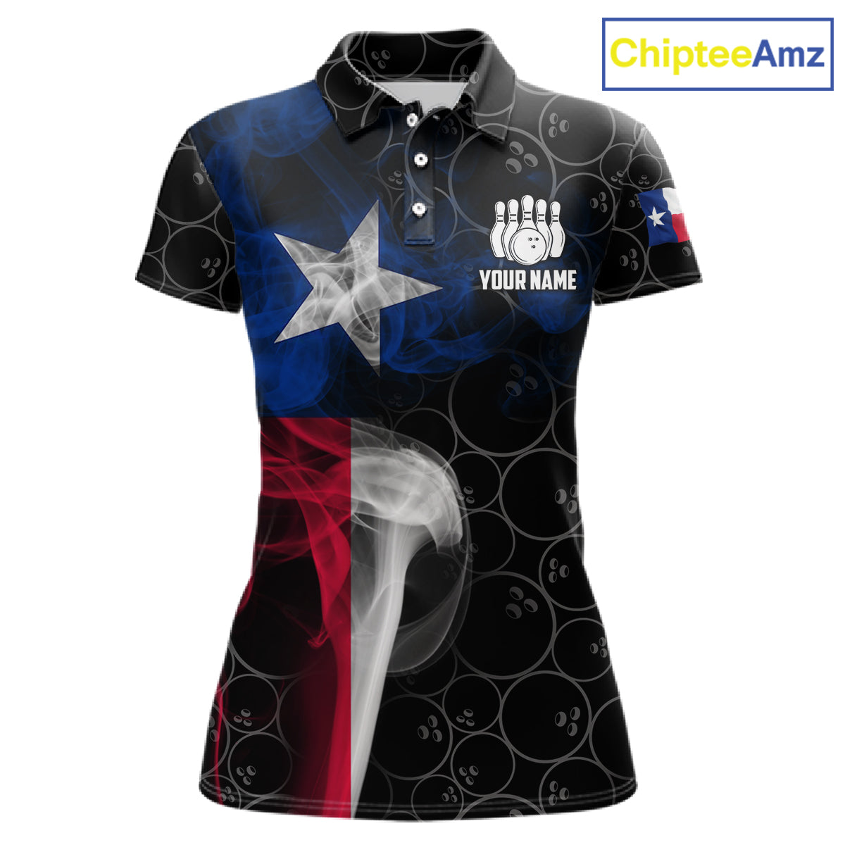 Personalized Texas Flag Smoke Bowling Shirt For Women, Patriotic Bowling Team Jersey Polo & 1/4 Zip TDM6088