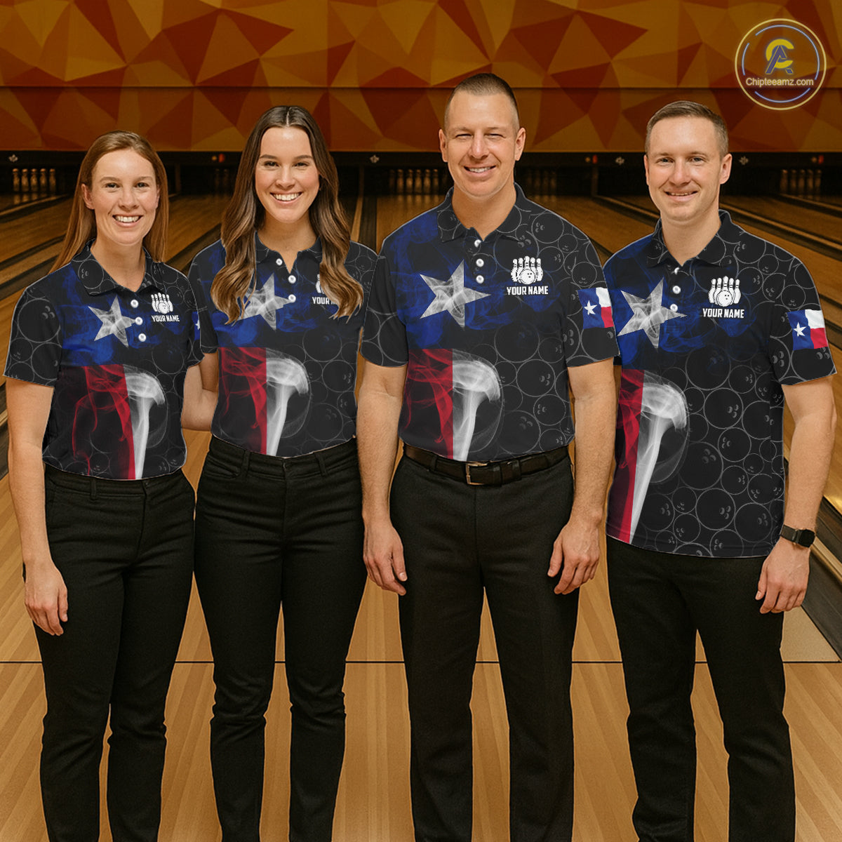 Personalized Texas Flag Smoke Bowling Shirt For Men, Patriotic Bowling Team Jersey Polo & 1/4 Zip TDM6088