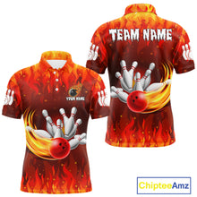 Load image into Gallery viewer, Personalized Flame Red Bowling Shirt For Men Custom Fire Bowling Team Jersey Polo &amp; 1/4 Zip TDM6089