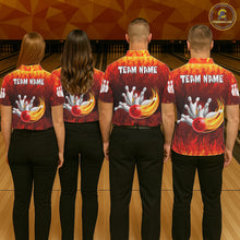 Load image into Gallery viewer, Personalized Flame Red Bowling Shirt For Men Custom Fire Bowling Team Jersey Polo &amp; 1/4 Zip TDM6089