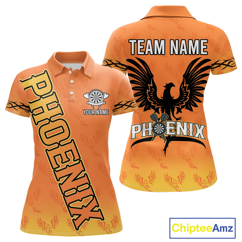Personalized Yellow Phoenix Dartboard Women's Darts Shirt - Custom Name For Players NYN0518