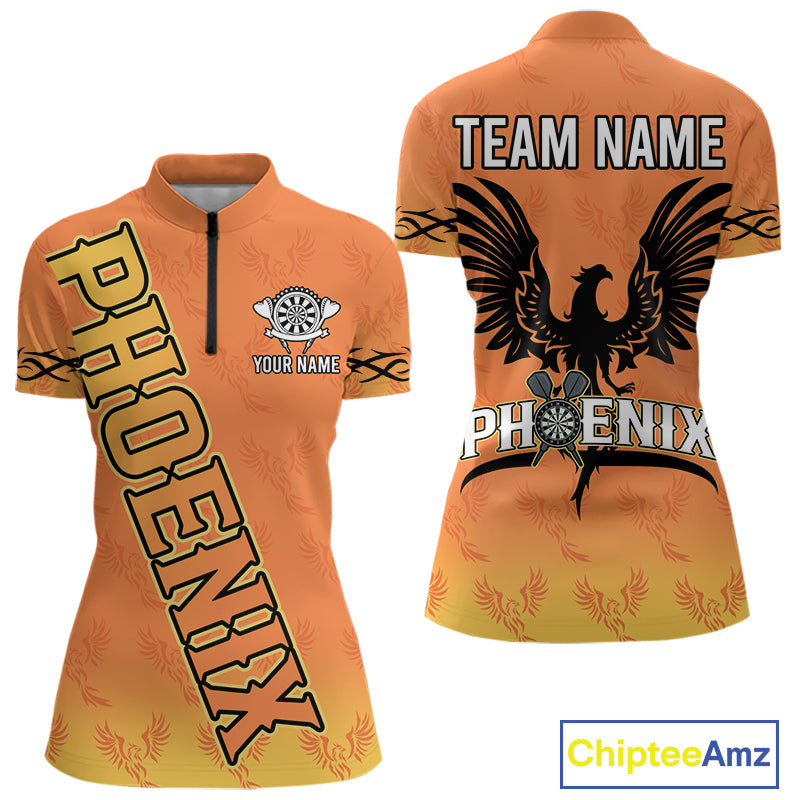 Personalized Yellow Phoenix Dartboard Women's Darts Shirt - Custom Name For Players NYN0518