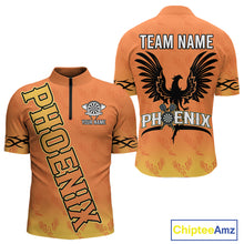 Load image into Gallery viewer, Personalized Yellow Phoenix Dartboard Men's Darts Shirt - Custom Name For Players NYN0518
