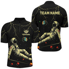 Load image into Gallery viewer, Personalized Black Astronaut Lightning Galaxy Billiard Shirts For Men, Funny Billiard Apparel TDM2029