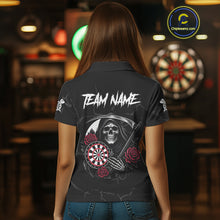Load image into Gallery viewer, Personalized Red Funny Skull Roses Darts Shirt For Women Custom Darts Team Jersey, Darts Outfit TDM4356