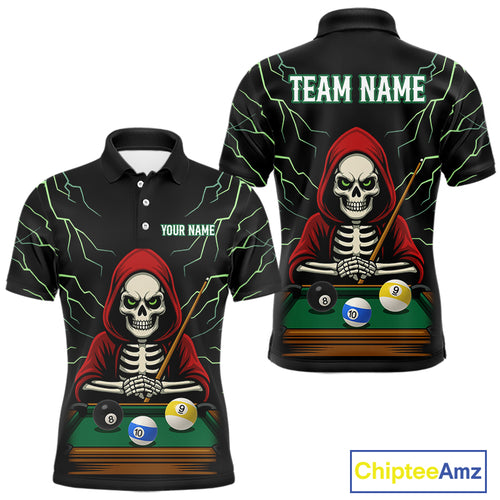 Personalized Funny Skeleton Billiard Shirt For Men Custom Billiard Jersey Team Polo & Quarter Zip TDM4364