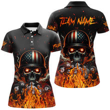 Load image into Gallery viewer, Funny Skull US Flag Billiard Shirts For Women Customized Billiard Balls Fire Sports Pool Jerseys TDM2239