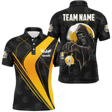 Load image into Gallery viewer, Customized Yellow Black Grim Reaper 9 Ball Billiard Shirts For Men, 9 Ball Pool Team Jerseys TDM2502