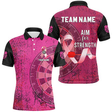 Load image into Gallery viewer, Pink Ribbon Aim For Strength Custom Darts Shirts For Men, Breast Cancer Pink Darts Team Jerseys TDM2508