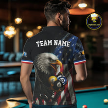 Load image into Gallery viewer, Personalized American Flag Eagle Pool Jersey For Men Custom Billiard 8, 9 &amp; 10 Ball Team Shirt TDM5013