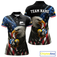 Load image into Gallery viewer, Personalized American Flag Eagle Pool Jersey For Women Custom Billiard 8, 9 &amp; 10 Ball Team Shirt TDM5013