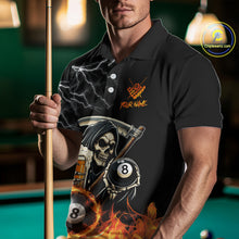 Load image into Gallery viewer, Personalized Grim Reaper Pool And Beer Flame Billiard Shirt For Men, Funny 8 Ball Pool Team Jersey TDM5014