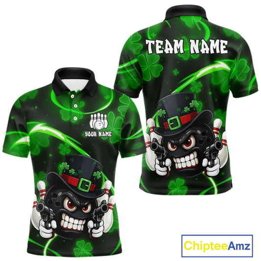 Personalized St Patrick Day Bowling Shirt For Men, Funny Shamrock Luckiest Bowling Team Jersey TDM5746