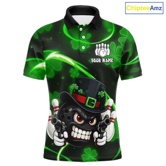 Personalized St Patrick Day Bowling Shirt For Men, Funny Shamrock Luckiest Bowling Team Jersey TDM5746
