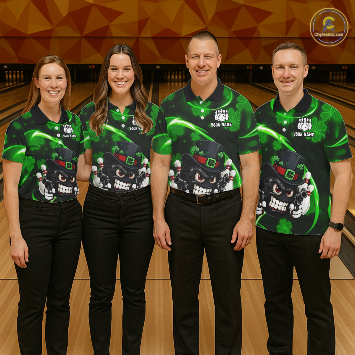 Personalized St Patrick Day Bowling Shirt For Women, Funny Shamrock Luckiest Bowling Team Jersey TDM5746