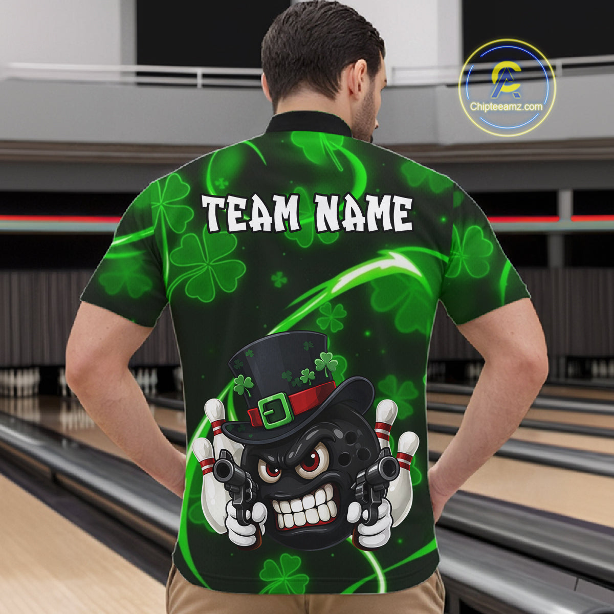 Personalized St Patrick Day Bowling Shirt For Men, Funny Shamrock Luckiest Bowling Team Jersey TDM5746