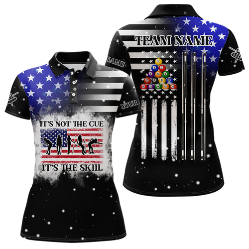 It's The Skill Custom American Flag Women Billiard Shirt Funny Billiard Jersey|Black TDM3571
