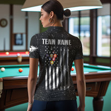 Load image into Gallery viewer, Personalized Black Grunge US Flag Billiard Balls Polo, 1/4 Zip For Women, 9 Ball Pool Billiard Jersey TDM3574