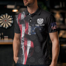 Load image into Gallery viewer, Smoke American Flag Dart Shirt with pocket Custom Patriotic Men Dart Jersey TDM3577