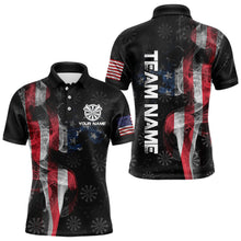 Load image into Gallery viewer, Smoke American Flag Dart Shirt with pocket Custom Patriotic Men Dart Jersey TDM3577