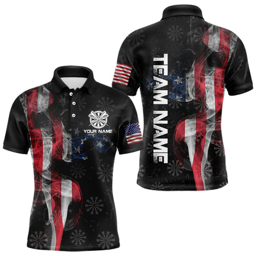Smoke American Flag Dart Shirt with pocket Custom Patriotic Men Dart Jersey TDM3577