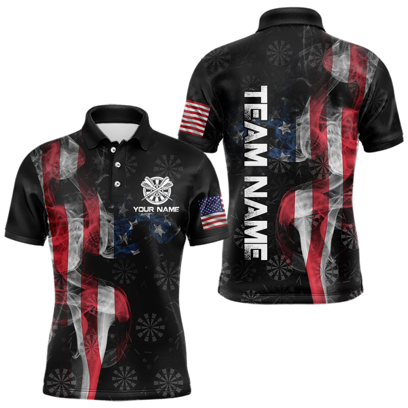 Smoke American Flag Dart Shirt with pocket Custom Patriotic Men Dart Jersey TDM3577