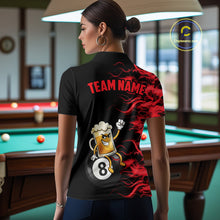 Load image into Gallery viewer, Red Flaming Funny Beer 8 Ball Billiard Shirt For Women Custom Pool Team Jersey Polo &amp; 1/4 Zip TDM5936