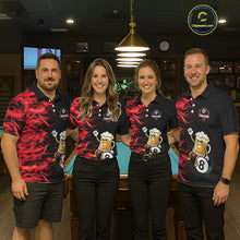 Load image into Gallery viewer, Red Flaming Funny Beer 8 Ball Billiard Shirt For Women Custom Pool Team Jersey Polo &amp; 1/4 Zip TDM5936