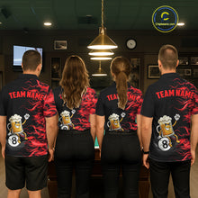 Load image into Gallery viewer, Red Flaming Funny Beer 8 Ball Billiard Shirt For Women Custom Pool Team Jersey Polo &amp; 1/4 Zip TDM5936