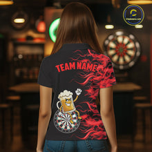 Load image into Gallery viewer, Red Flaming Dartboard Funny Beer Darts Shirt For Women Custom Darts Jersey Team Polo &amp; 1/4 Zip TDM5939