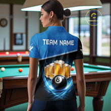 Load image into Gallery viewer, Black And Blue Funny Beer 8 Ball Billiard Jersey For Women Custom Pool Team Shirt Polo &amp; 1/4 Zip TDM5942