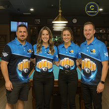 Load image into Gallery viewer, Black And Blue Funny Beer 8 Ball Billiard Jersey For Women Custom Pool Team Shirt Polo &amp; 1/4 Zip TDM5942