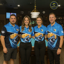 Load image into Gallery viewer, Blue Funny Beer Shark 8 Ball Billiard Jersey For Women Custom Pool Team Shirt Polo &amp; 1/4 Zip TDM5943