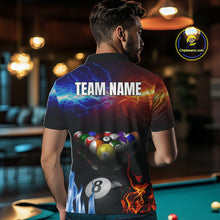 Load image into Gallery viewer, Orange And Blue Custom Lightning Men&#39;s Billiard Shirts – Billiard Pool Team Jerseys Polo &amp; 1/4 Zip TDM4014