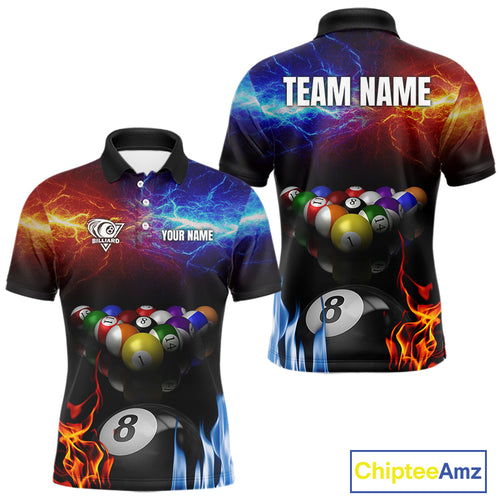 Orange And Blue Custom Lightning Men's Billiard Shirts – Billiard Pool Team Jerseys Polo & 1/4 Zip TDM4014