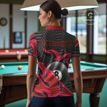 Load image into Gallery viewer, Personalized Red And Black 8 Ball Billiards Pool Shirts For Women Custom Billiard Team Jerseys TDM4199