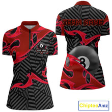 Load image into Gallery viewer, Personalized Red And Black 8 Ball Billiards Pool Shirts For Women Custom Billiard Team Jerseys TDM4199