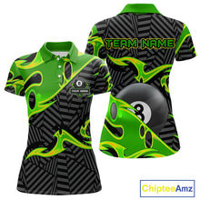 Load image into Gallery viewer, Personalized Black And Green 8 Ball Billiards Pool Shirts For Women Custom Billiard Team Jerseys TDM4200
