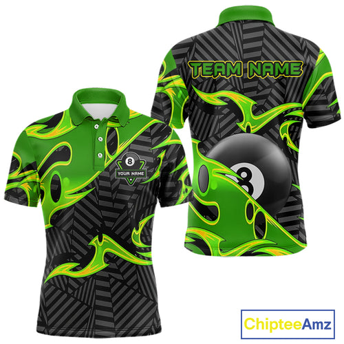 Personalized Black And Green 8 Ball Billiards Pool Shirts For Men Custom Billiard Team Jerseys TDM4200