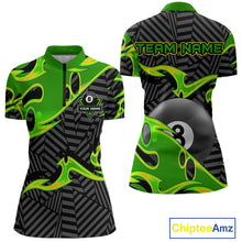 Load image into Gallery viewer, Personalized Black And Green 8 Ball Billiards Pool Shirts For Women Custom Billiard Team Jerseys TDM4200