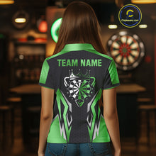 Load image into Gallery viewer, Black And Green Funny Crown Darts Shirt For Women Custom Darts Jerseys Team Polo &amp; Quarter Zip TDM5017