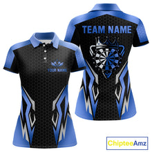 Load image into Gallery viewer, Black And Blue Funny Crown Darts Shirt For Women Custom Darts Jerseys Team Polo &amp; Quarter Zip TDM5018