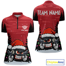 Load image into Gallery viewer, Personalized Red Christmas Santa 8 Ball Pool Billiard Shirts For Women, Funny Xmas Billiard Jerseys TDM5221