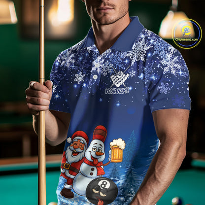Funny Santa And Beer 8 Ball Billiard Shirts For Men Custom Christmas Gifts For Pool Players TDM5222