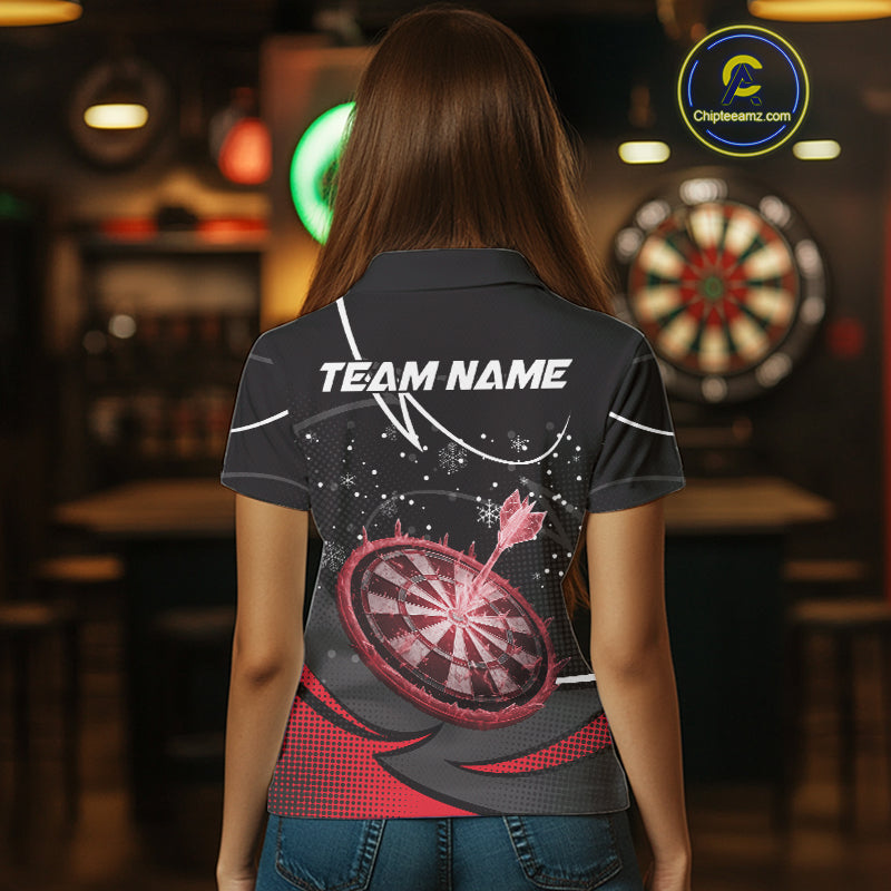 Red Dartboard Frozen Ice Darts Shirt For Women Custom Darts Jersey Team Polo & Quarter Zip TDM5227