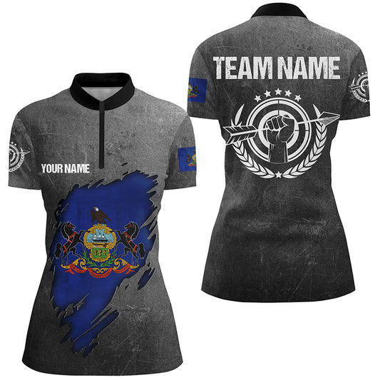 Grunge Pennsylvania Archery Women Quarter-Zip Shirts, Custom Pennsylvania Archery Jerseys TDM0934