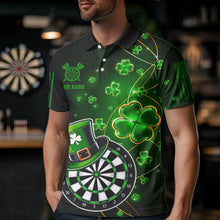 Load image into Gallery viewer, Green Glowing Shamrock  Luckiest Dart Shirts For Men Custom St Patrick Day Dart Jerseys Outfit TDM3592