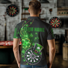 Load image into Gallery viewer, Green Glowing Shamrock  Luckiest Dart Shirts For Men Custom St Patrick Day Dart Jerseys Outfit TDM3592